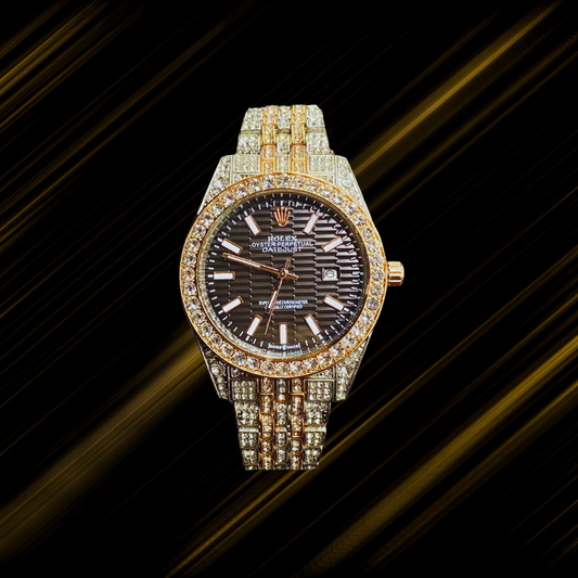 Rolex datejust rose stoned