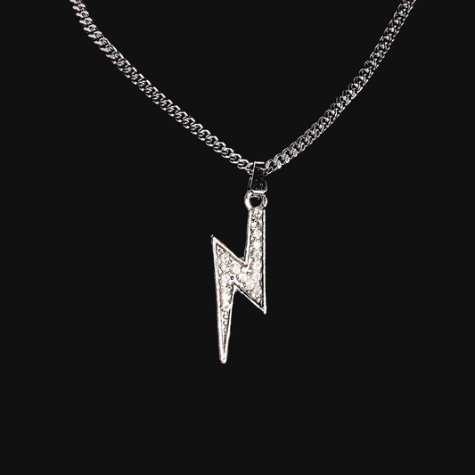 Iced thunder bolt pendant-with chain