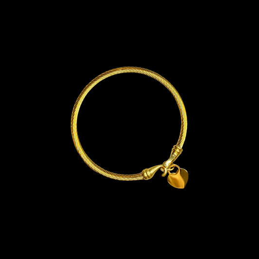 Heart shape stainless steel 18K gold plated bangle